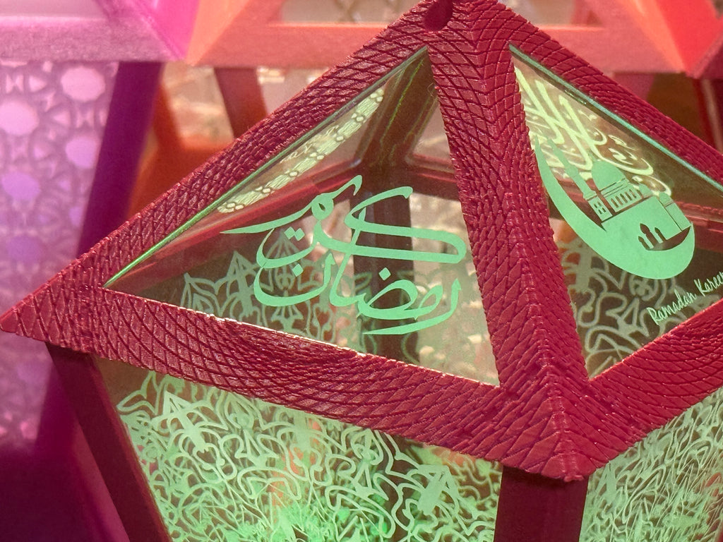 Dubai Lantern™  🇦🇪 – Contemporary Ramadan Lantern with Laser-Cut/Engraved Panels - Fully Engineered and Made In UAE. Size: Medium. Configuration: Square. 12cm * 12 cm * 21 cm.