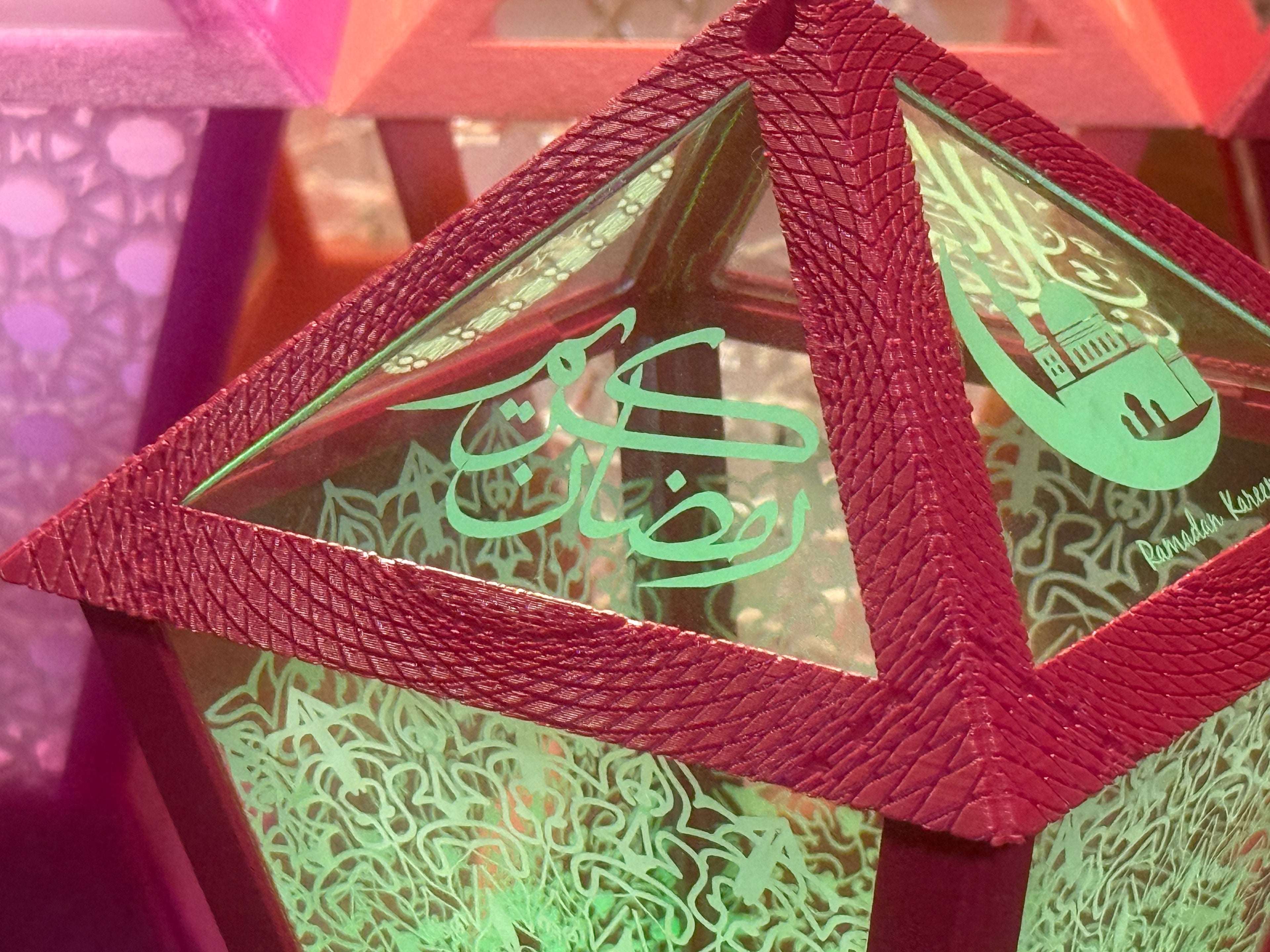 Dubai Lantern™  🇦🇪 – Contemporary Ramadan Lantern with Laser-Cut/Engraved Panels - Fully Engineered and Made In UAE. Size: Medium. Configuration: Square. 12cm * 12 cm * 21 cm.